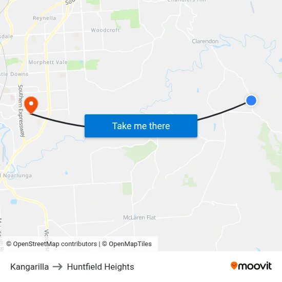 Kangarilla to Huntfield Heights map