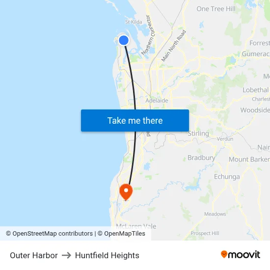 Outer Harbor to Huntfield Heights map