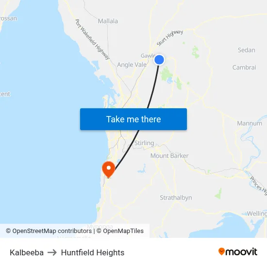 Kalbeeba to Huntfield Heights map