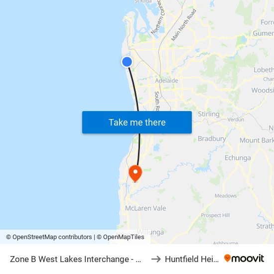 Zone B West Lakes Interchange - West side to Huntfield Heights map