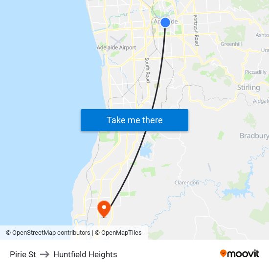 Pirie St to Huntfield Heights map