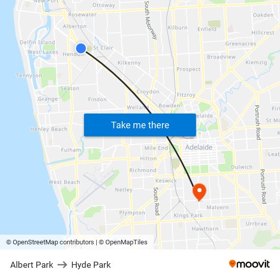 Albert Park to Hyde Park map