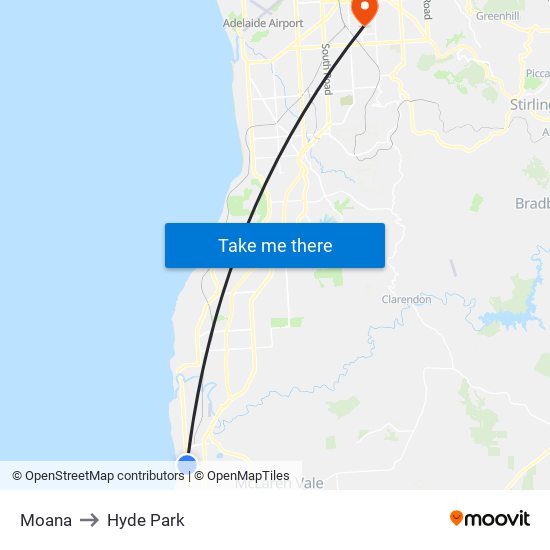 Moana to Hyde Park map