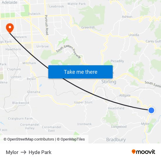 Mylor to Hyde Park map