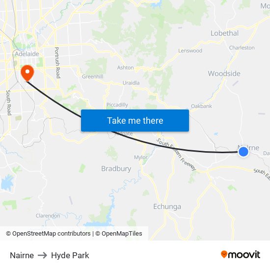 Nairne to Hyde Park map