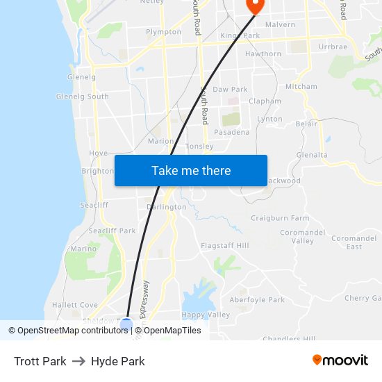 Trott Park to Hyde Park map