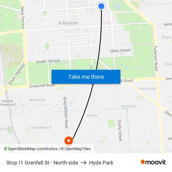 Stop I1 Grenfell St - North side to Hyde Park map