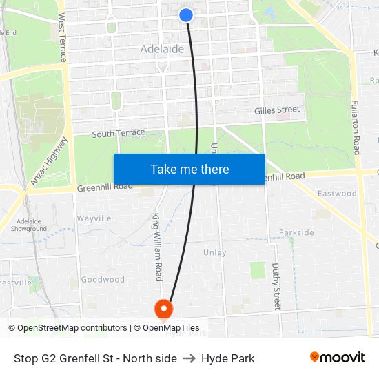 Stop G2 Grenfell St - North side to Hyde Park map