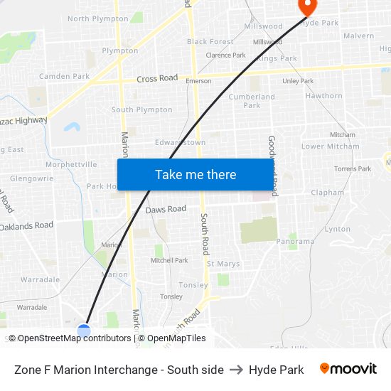 Zone F Marion Interchange - South side to Hyde Park map