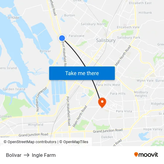 Bolivar to Ingle Farm map
