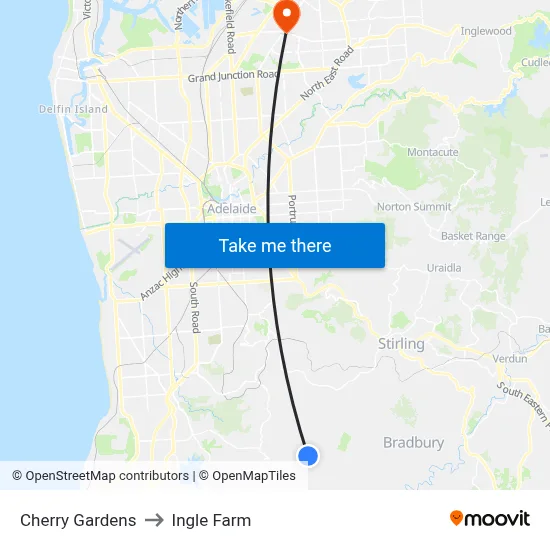 Cherry Gardens to Ingle Farm map