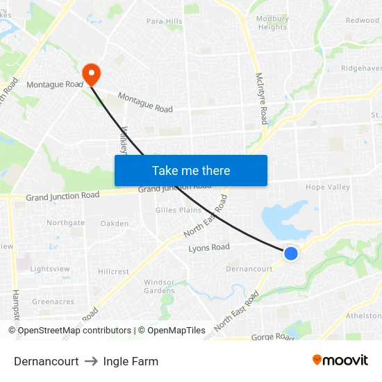 Dernancourt to Ingle Farm map