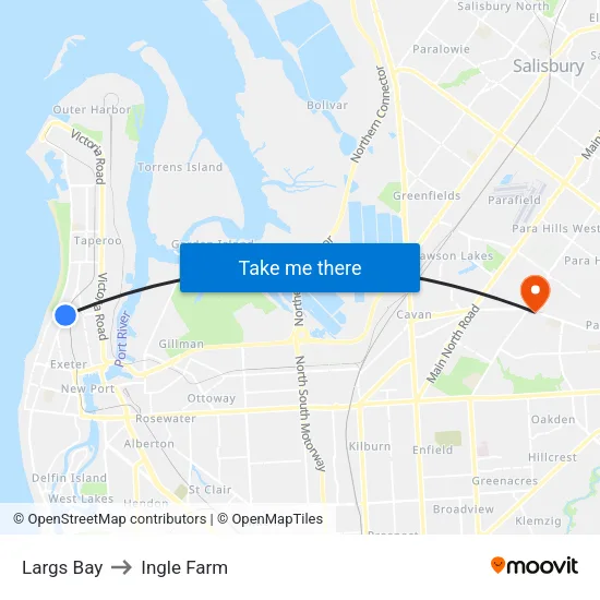 Largs Bay to Ingle Farm map