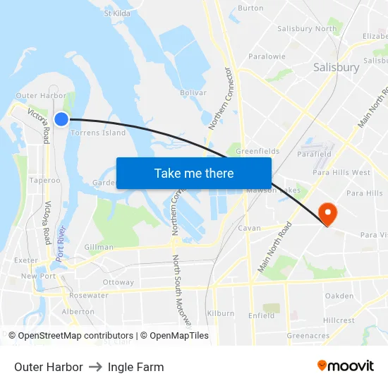 Outer Harbor to Ingle Farm map