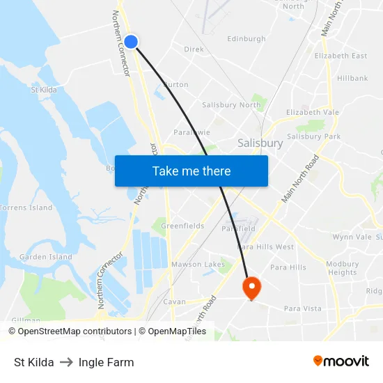 St Kilda to Ingle Farm map