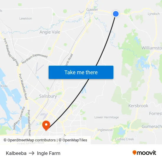 Kalbeeba to Ingle Farm map