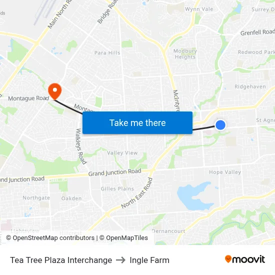 Tea Tree Plaza Interchange to Ingle Farm map