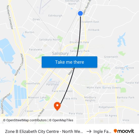 Zone B Elizabeth City Centre - North West side to Ingle Farm map