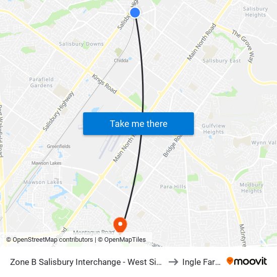 Zone B Salisbury Interchange - West Side to Ingle Farm map