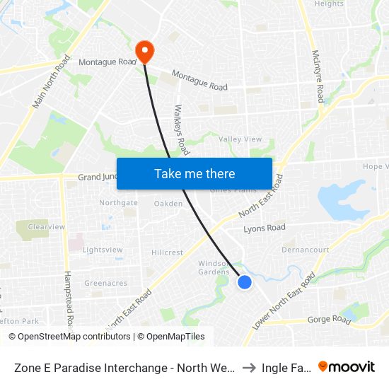 Zone E Paradise Interchange - North West side to Ingle Farm map