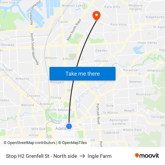 Stop H2 Grenfell St - North side to Ingle Farm map