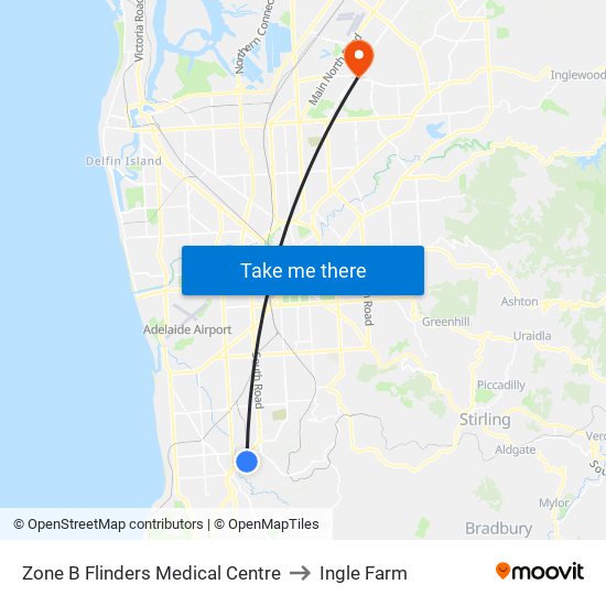 Zone B Flinders Medical Centre to Ingle Farm map