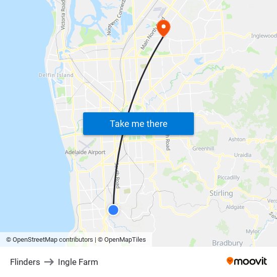 Flinders to Ingle Farm map