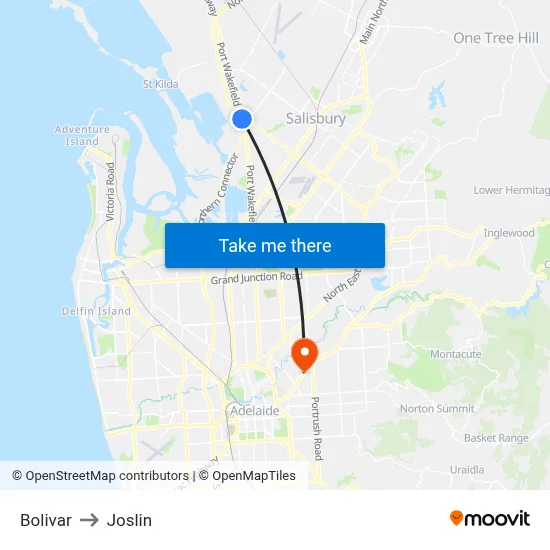 Bolivar to Joslin map