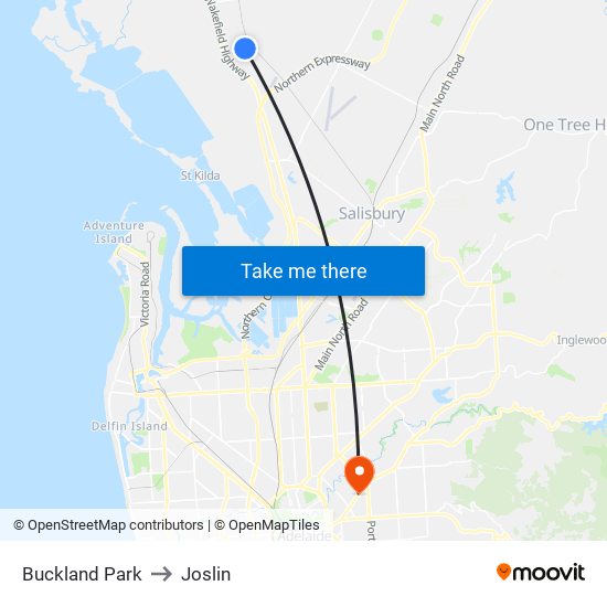 Buckland Park to Joslin map