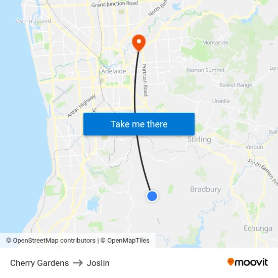 Cherry Gardens to Joslin map