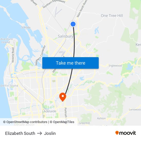 Elizabeth South to Joslin map