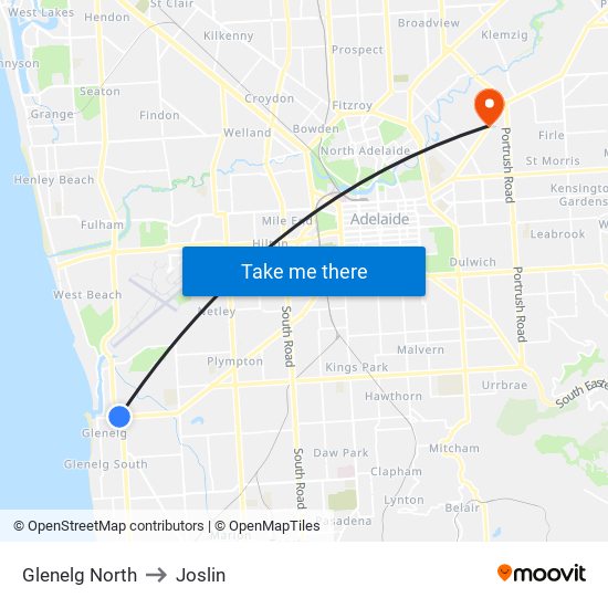 Glenelg North to Joslin map