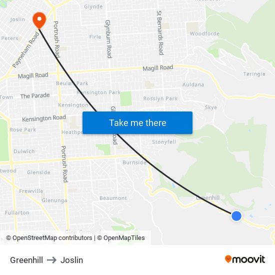 Greenhill to Joslin map