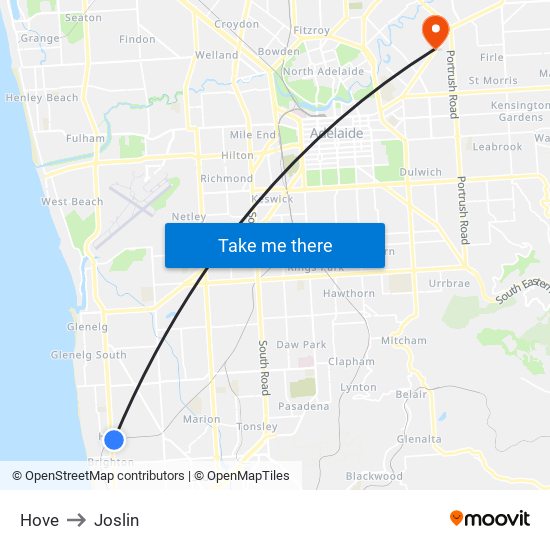 Hove to Joslin map