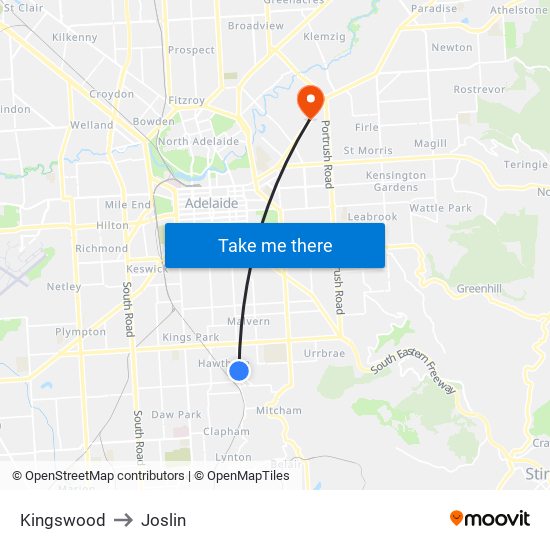 Kingswood to Joslin map