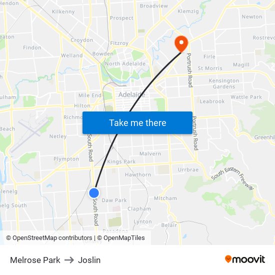 Melrose Park to Joslin map