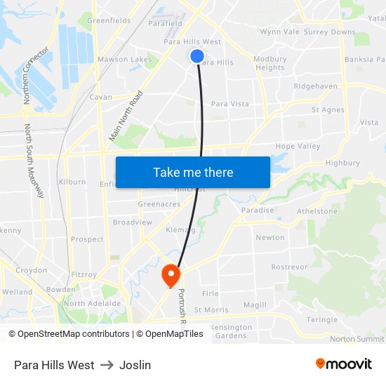 Para Hills West to Joslin map