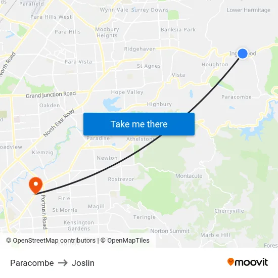 Paracombe to Joslin map