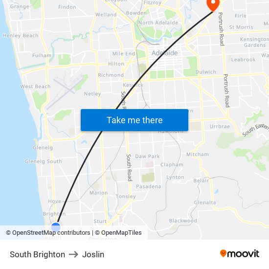 South Brighton to Joslin map