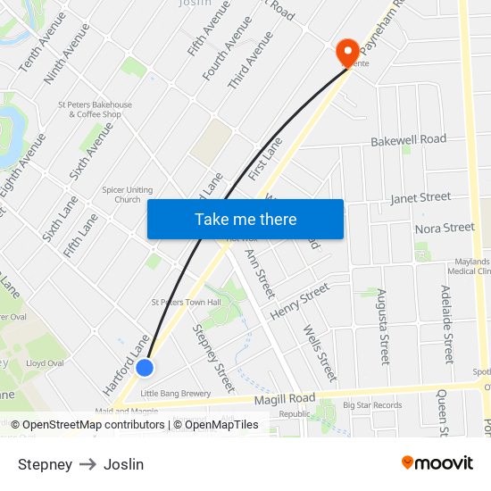 Stepney to Joslin map