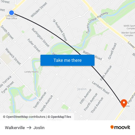 Walkerville to Joslin map