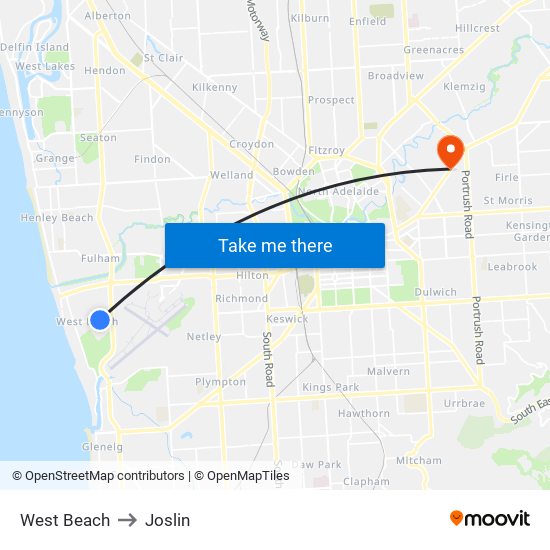 West Beach to Joslin map