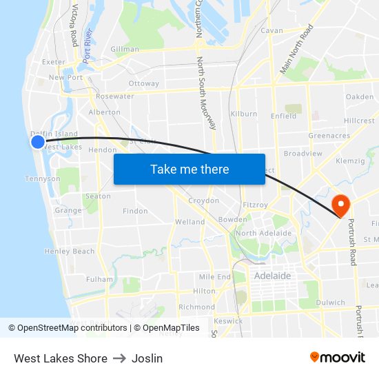 West Lakes Shore to Joslin map