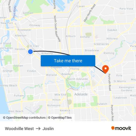 Woodville West to Joslin map