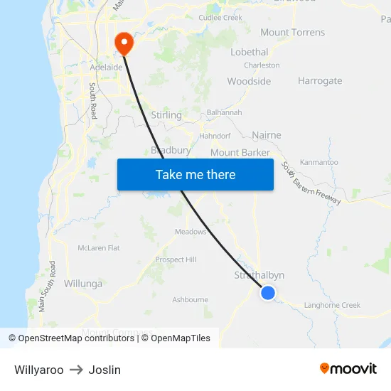 Willyaroo to Joslin map