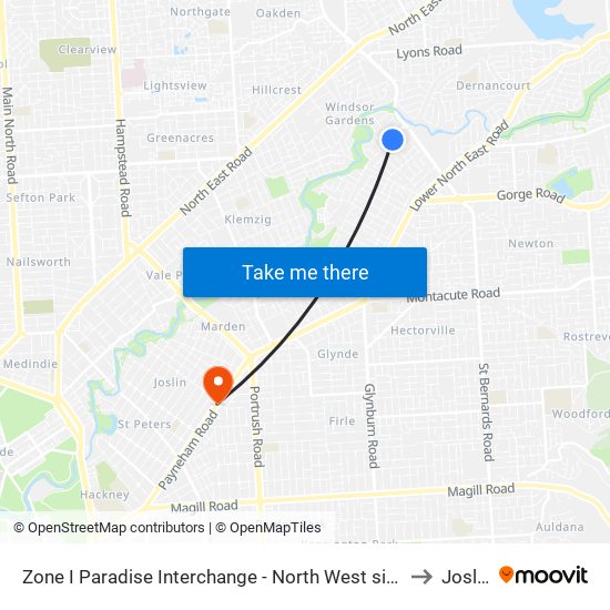 Zone I Paradise Interchange - North West side to Joslin map