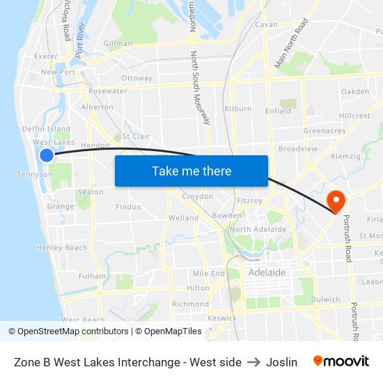 Zone B West Lakes Interchange - West side to Joslin map