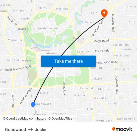 Goodwood to Joslin map