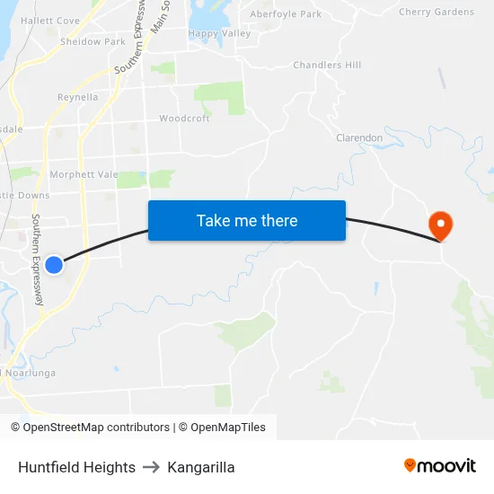 Huntfield Heights to Kangarilla map
