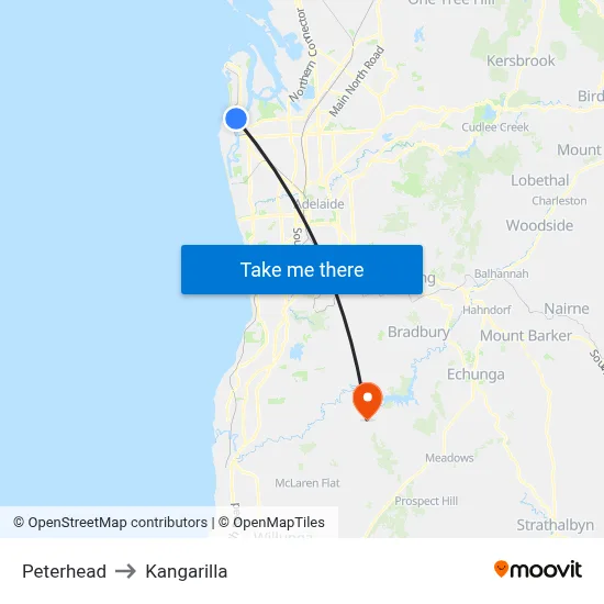 Peterhead to Kangarilla map